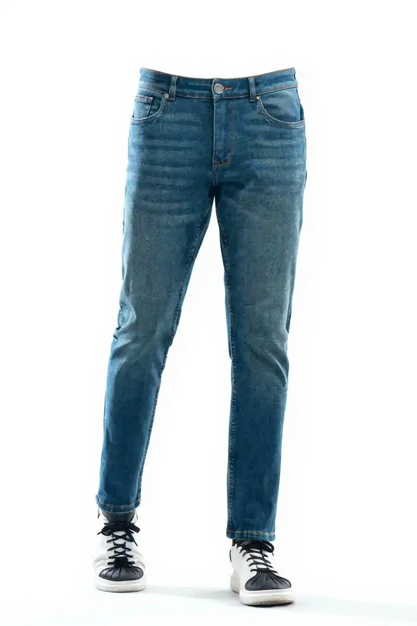 Hipster Fit Dark Blue Dobby Jeans Factory For Mexico